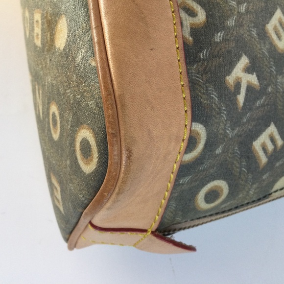 Dooney & Bourke Dome Shoulder Satchel Leather Handbag Crossword Tan Gray Gold - Picture 11 of 16